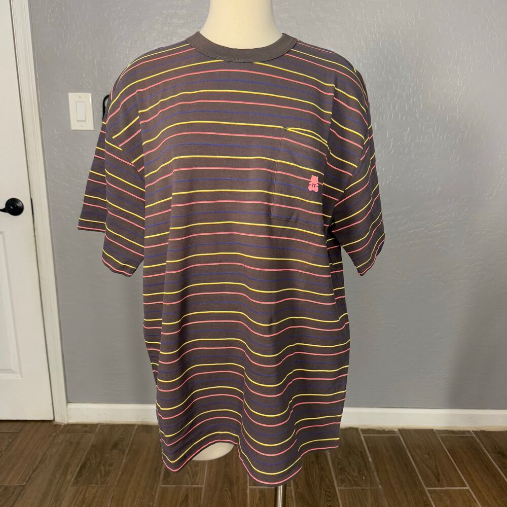 Teddy Fresh Yarn Dyed Neon Stripe Tee, Brown, XL
